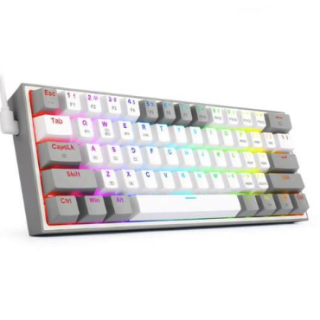Teclado Mecánico Gamer Redragon Fizz Pro, Wireless, 60%, Switch Redragon Red, Español, White/Grey
