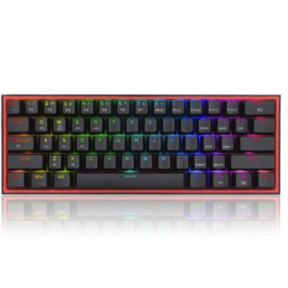 Teclado Gamer Inalámbrico Redragon Fizz Pro, Mecánico, Español, Switch Red, 60%, Color Negro y Rojo