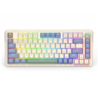 Teclado Gamer Inalámbrico Redragon K673 Pro RGB, Ingles, Switch Red, 75%, Cream/Purple/Green
